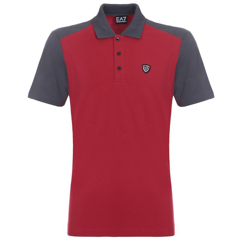 EMPORIO ARMANI EA7 阿玛尼 男士棉质短袖T恤POLO衫 273899 6P276 00173-宝石红色灰色拼色 M