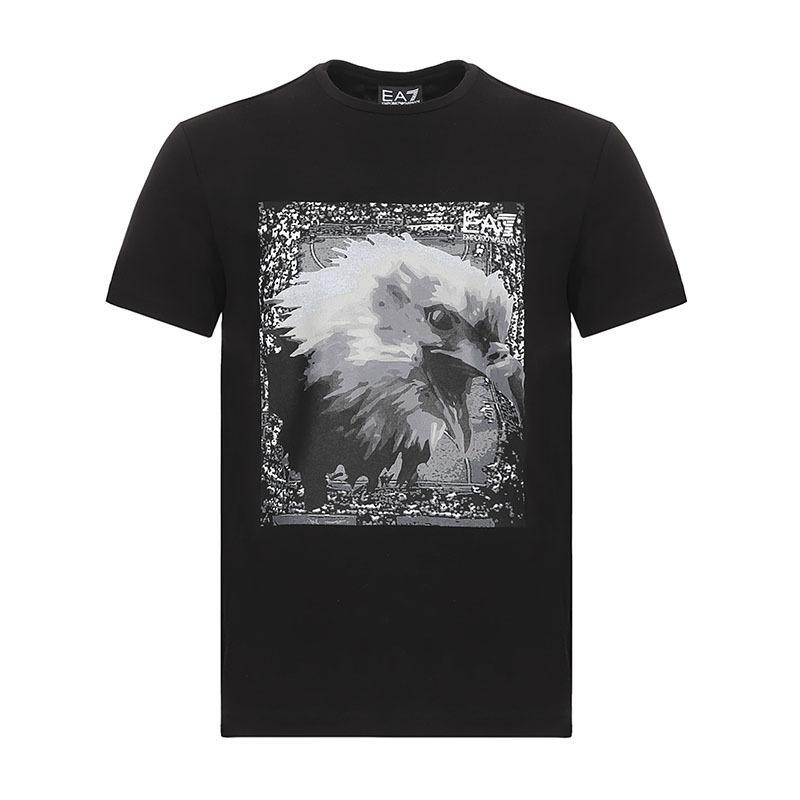 EMPORIO ARMANI EA7 阿玛尼 男士棉质圆领短袖T恤衫 6ZPT39 PJQ5Z 1200-黑色印花图案 L