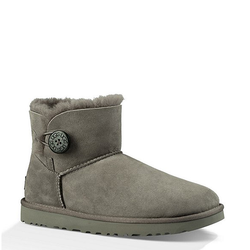 【直营】UGG MINI BAILEY BUTTON II 贝莉纽扣2.0女士短筒保暖雪地靴女靴1016422 灰色1016422-GREY US7/38码