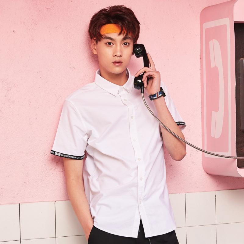 美特斯邦威短袖衬衫男夏季新款潮流休闲短袖衬衫_1 180/100A/XL 白色00