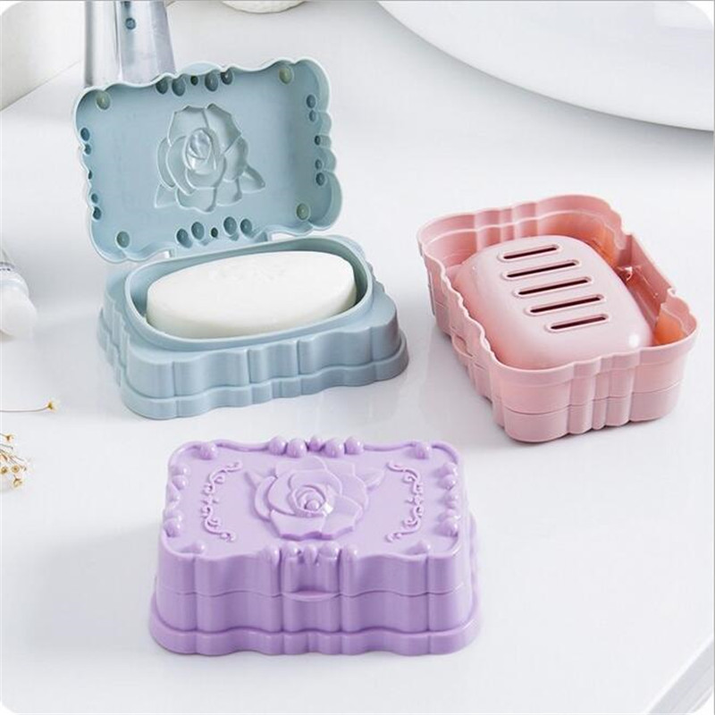 超值装欧式花朵肥皂盒创意浴室香皂架卫生间洗脸香皂盒沥水皂托 香皂盒两个装（发4个）