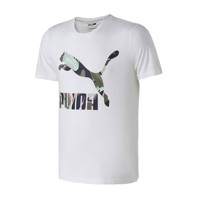 PUMA彪马男装运动服休闲上衣圆领LOGO短袖T恤579405 XXL 57940572白色