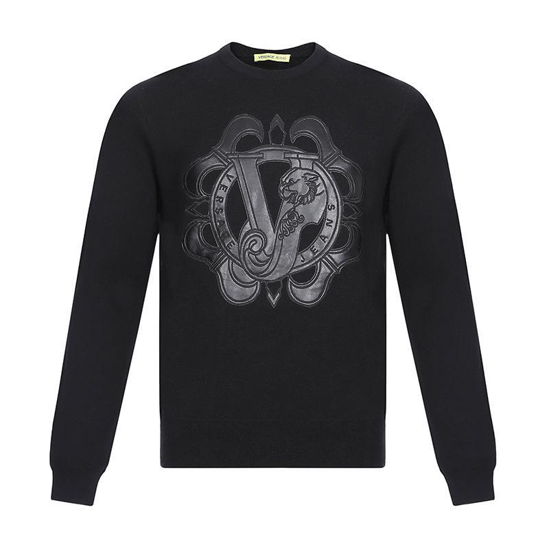 Versace Jeans 范思哲 男士棉/聚酯纤维圆领长袖针织衫 B5GSA837 56711 899-黑色 S