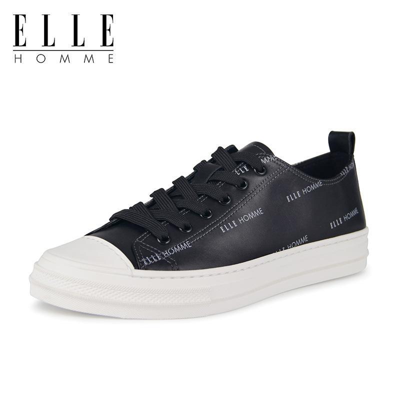 ELLEHOMME2019春季新款板鞋休闲套脚懒人男鞋贝壳头乐福鞋子_1 黑色-HJH98190140 39码