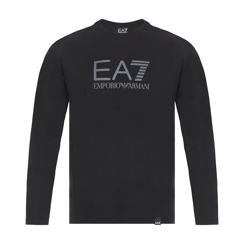 EMPORIO ARMANI EA7 阿玛尼 男士棉质圆领长袖T恤衫 6ZPT07 PJM9Z 1200-黑色LOGO图案 L