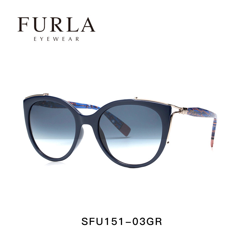 FURLA芙拉女士眼镜太阳镜时尚个性潮大框防紫外线 蓝渐变粉/SFU1515403GR