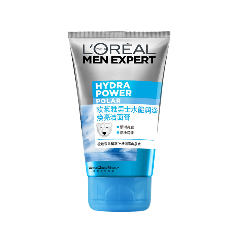 欧莱雅(LOREAL)男士水能润泽焕亮洁面膏100mL