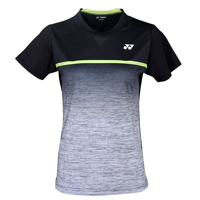 尤尼克斯(YONEX)羽毛球服上装夏季短袖男女款yy羽毛球服T恤休闲圆领衫 聚酯纤维材质 速干透气男款115019BCR 3XL 女款215019BCR黑色