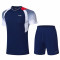 李宁（LI-NING）羽毛球服男女款聚酯纤维圆领短袖T恤短裤套装 AATP019 3XL AATP019-3男款蓝色