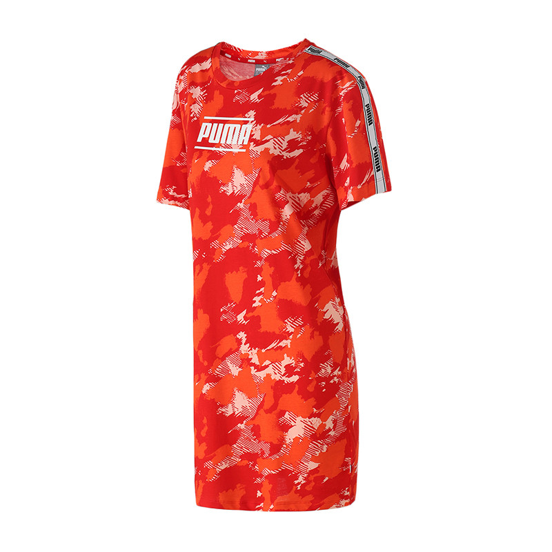 PUMA彪马女装运动服休闲服圆领串标连衣裙8450447 XL 84504447桃粉色