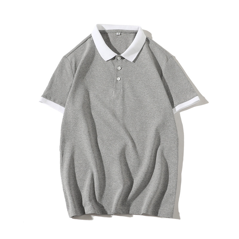 庄吉 2019男士夏季韩版潮流半袖翻领POLO衫时尚休闲上衣JU-SY-P1208 XL JU-SY-P1208深灰色