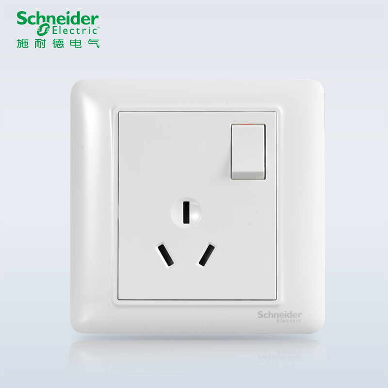 施耐德电气(Schneider Electric)睿意经典白 开关插座面板 86型面板家用墙壁式 经典白 一开三孔16A