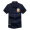 袋鼠(DAISHU) 2019夏季新品 中青年男士时尚简约印花修身短袖衬衫 DS0117503 175 蓝色