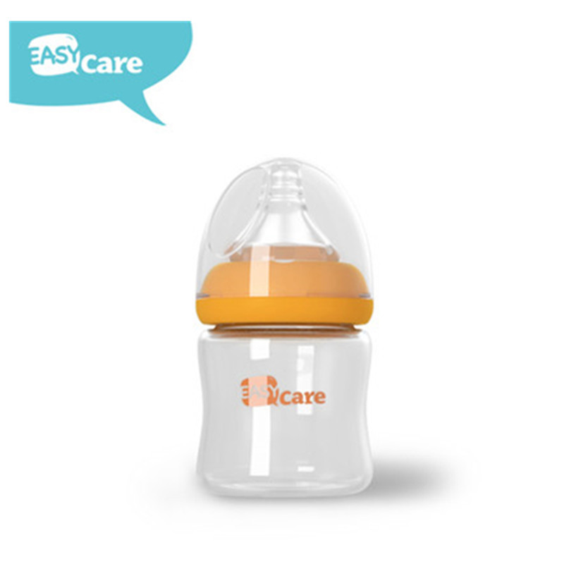 伊斯卡尔(Easy Care)100ml新生儿玻璃奶瓶宝宝小奶瓶10度奶嘴初生婴儿奶瓶防胀气防呛奶黄色奶瓶