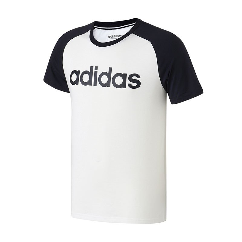 【自营】Adidas阿迪达斯NEO男装LOGO运动短袖休闲圆领T恤衫DW7919 XXL DW7919白+传奇墨水蓝