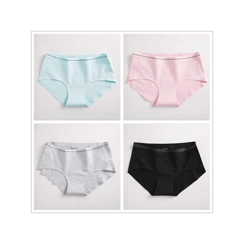 朵彩(Docare)【超值四条装】新品内裤女纯棉抗菌100%全棉裆中腰透气无痕撞色简约女士三角内裤DC-891 M（75-105斤） DC-891:粉色天蓝灰色黑色