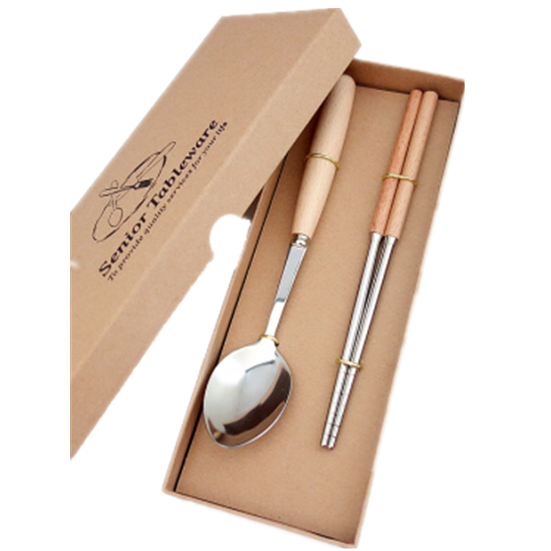 榉木不锈钢餐具 LXJ 常规款 B2B商品 100起订 榉木不锈钢餐具2件套