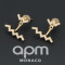 apm MONACO百搭Z字造型耳环925银耳饰AE9990OX RE9990OX 粉金色