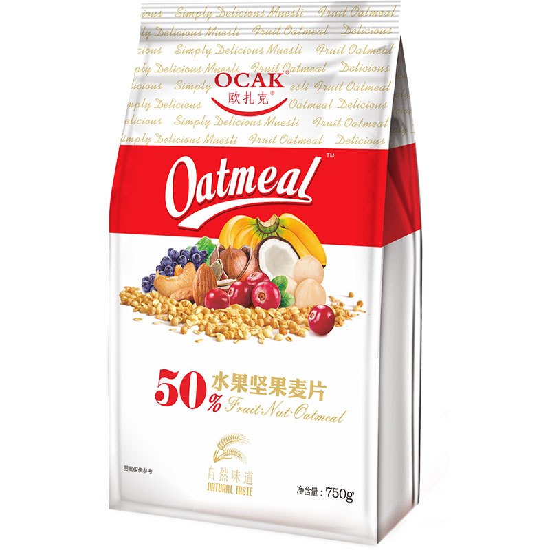 欧扎克（OCAK）50%水果坚果麦片即食袋装营养孕妇早餐冲饮燕麦片750g