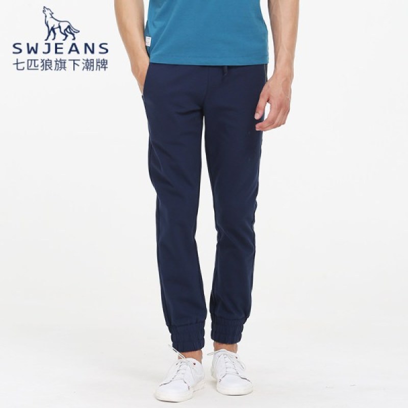 SW1960七匹狼男装青年运动束脚裤修身男士收脚裤小脚休闲裤潮 藏青色 170