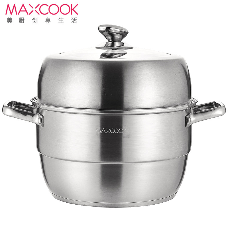 美厨（maxcook）32cm二层蒸锅 汤锅 复底加厚不锈钢 电磁炉燃气炉通用MCZ826