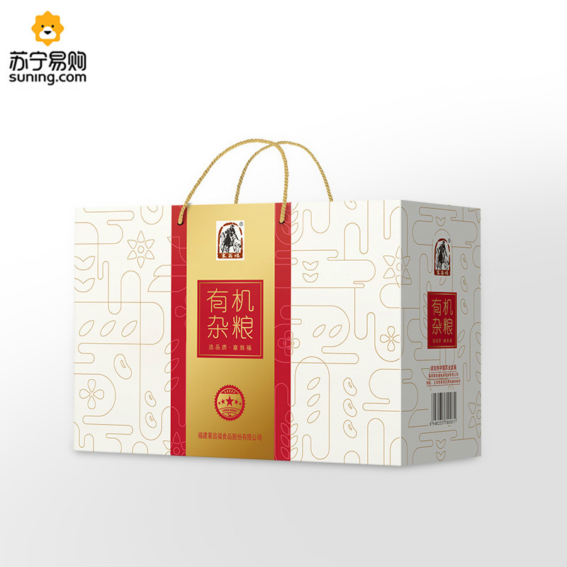 塞翁福有机杂粮8盒装（红色）3200g（玉米渣、红小豆、黄豆、燕麦米 、绿豆、黑米、黑豆、糙米） SZ