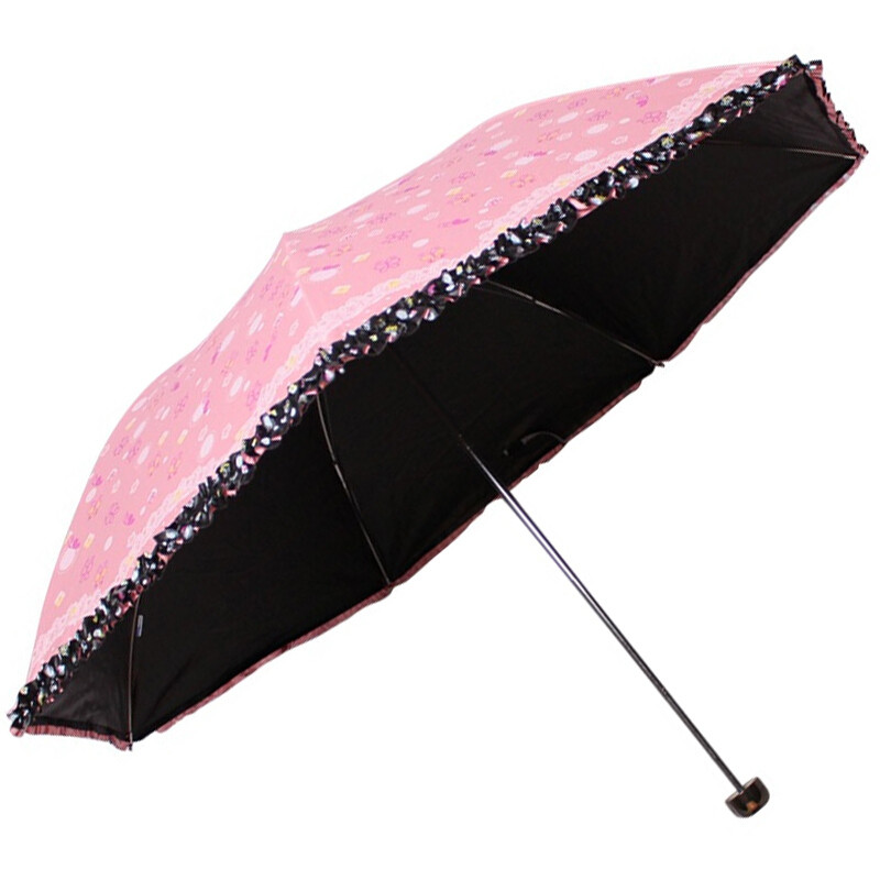 天堂伞 春日畅想黑胶防晒三折铅笔晴雨伞3433E 粉色