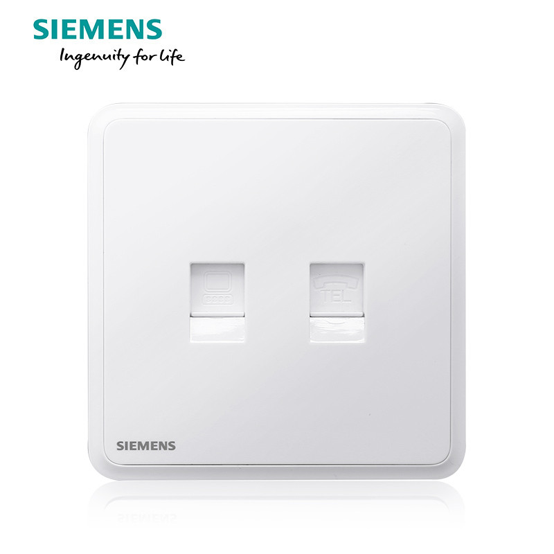 西门子（SIEMENS）开关电源插座86型面板灵蕴系列辰曦白五孔USB一开带16A空调插 电脑+电话 灵蕴辰曦白系列