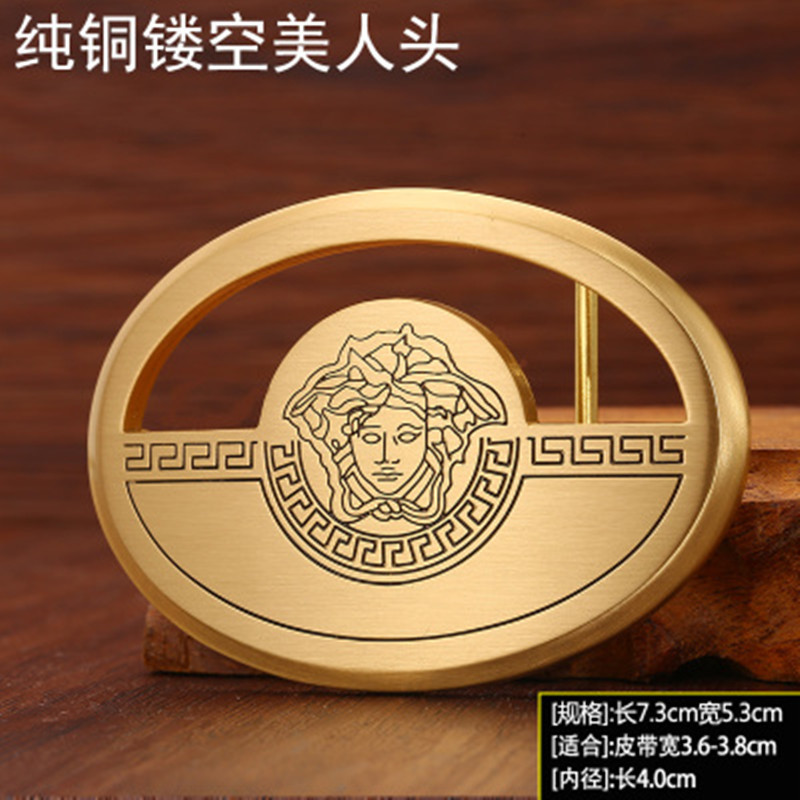 PORDI宝迪皮带扣头男板扣腰带正品平滑扣男士裤带头高档纯铜美人头 金色15号 4.0cn