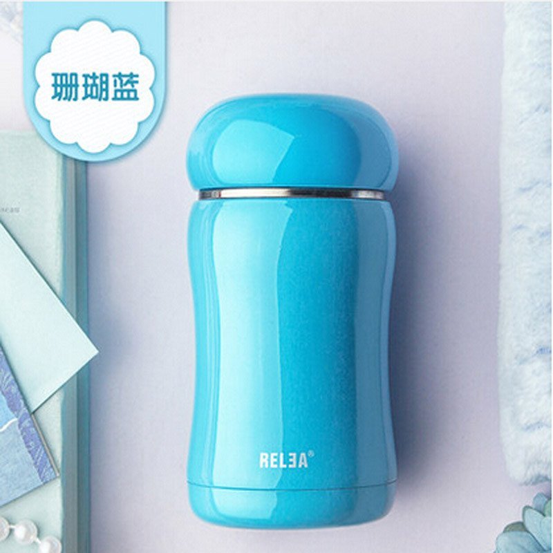物生物(RELEA)保温杯不锈钢水杯创意可爱水杯子男女士学生儿童泡茶杯_1 天空蓝