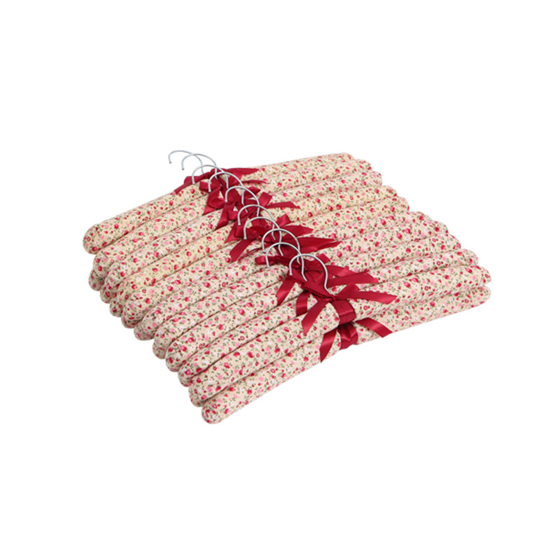 欧润哲 红色碎花花布挂衣架10只套装 106879