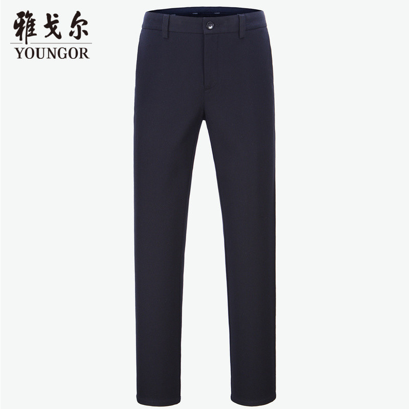 Youngor/雅戈尔男士休闲长裤商务休闲裤全棉DP免烫休闲长裤男8777 37 黑色