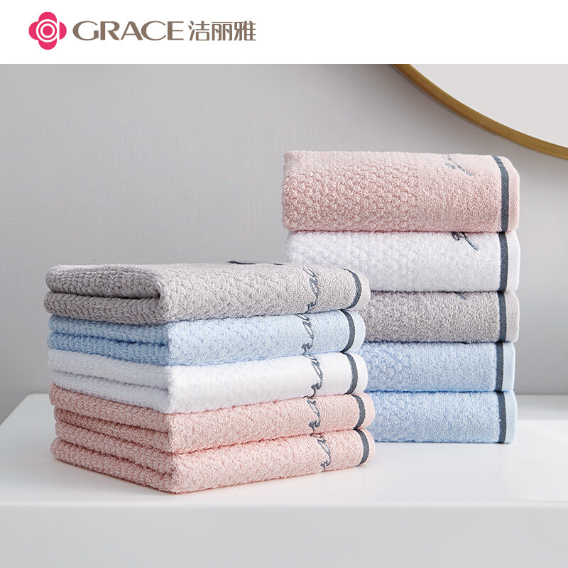 洁丽雅(Grace)洁丽雅礼·物毛巾 洗脸巾(110G/条,72*34cm)柔软吸水成人全棉蝴蝶结提花洗脸毛巾单条装 红