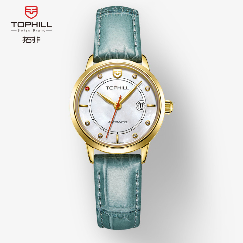瑞士拓非(TOPHILL)机械表女表轻薄防水女士休闲商务TE038L手表女全自动学生手表