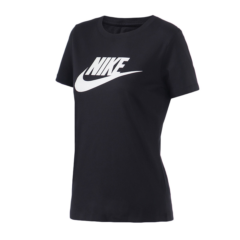 NIKE耐克女装短袖T恤经典简约圆领针织休闲运动服BV6170-010 L BV6170-010黑+白