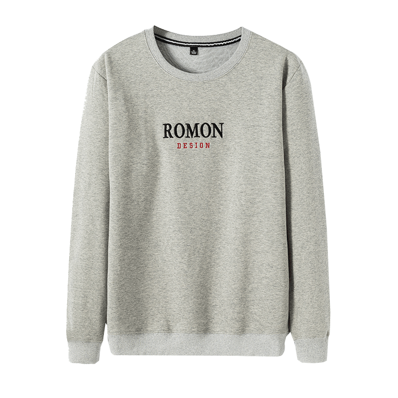 罗蒙(ROMON)春季男士休闲舒适纯棉卫衣 22J6588 浅灰 3XL