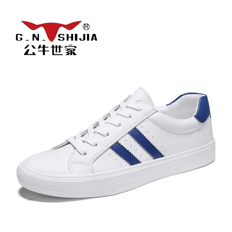公牛世家(G.N.Shi Jia)男士休闲鞋系带低帮板鞋潮男小白鞋透气男鞋子GN9086 白色 43码