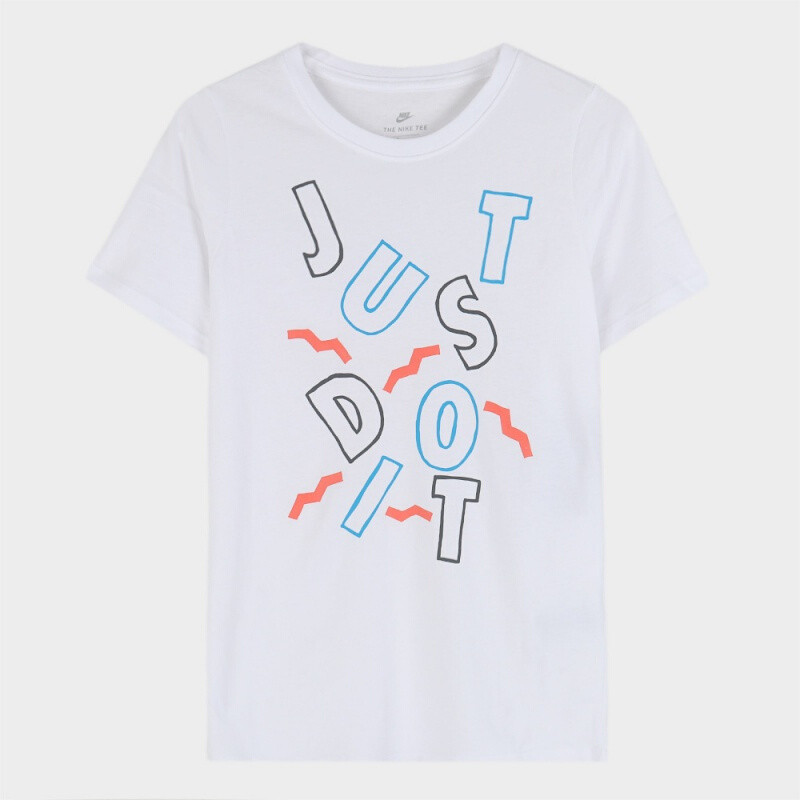 耐克儿童（NIKE KIDS）运动户外男女大童休闲舒适透气字母图案针织圆领短袖T恤913112 913112-100（童） 6X（116-122cm）