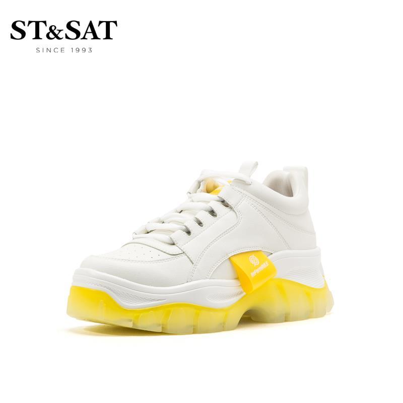 星期六(ST&SAT)夏季新款拼色厚底老爹鞋小白鞋女鞋SS92112559 70黄色 34码