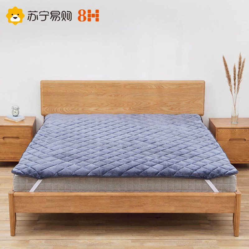8H床褥 防静电蓄热床褥法兰绒加厚纤维保暖防滑床垫床褥子学生宿舍床垫子秋冬季纯色 韵蓝色 180*200cm