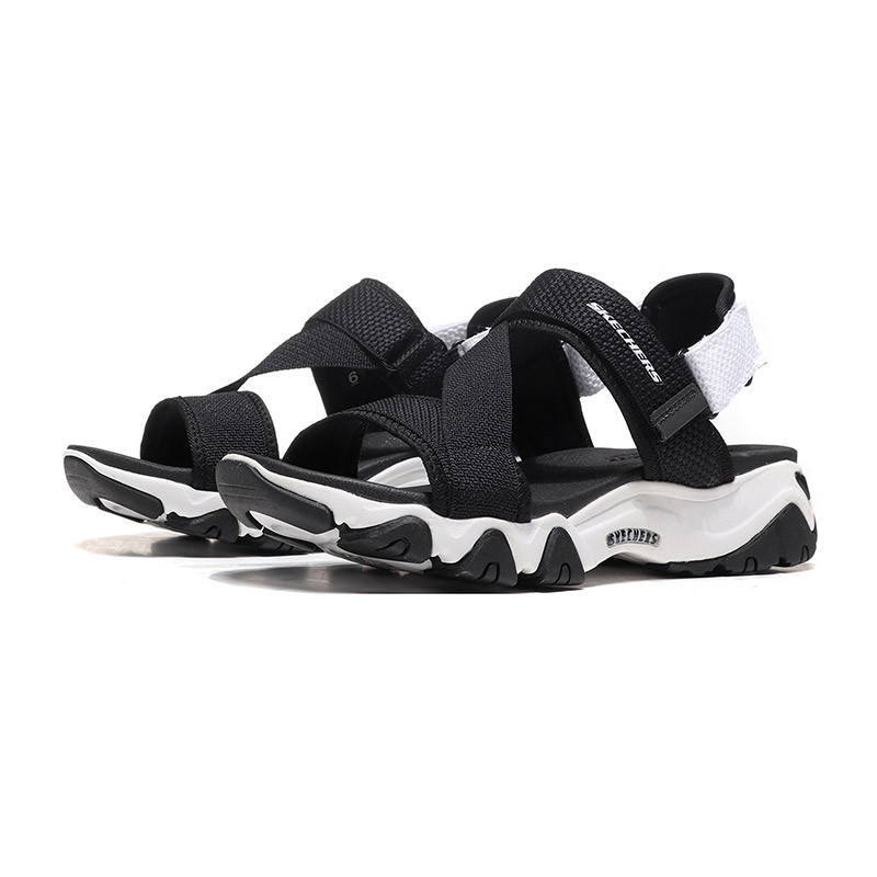 【自营】Skechers斯凯奇女凉鞋D‘lites时尚一字扣熊猫鞋88888181 88888181/BKW黑色+白色 35码