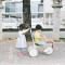 日系风格儿童三轮车宝宝脚踏车小孩自行车无印简约推杆手推童车1-5岁男孩女孩玩具车 红色+推杆+护栏+伞