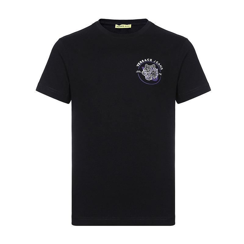 Versace JEANS 范思哲 男士虎头印花棉质圆领短袖T恤 B3GTA73G 36598 899-黑色白色 M