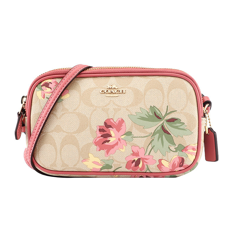 COACH 蔻驰 奢侈品 欧美时尚女士卡其粉色人造革单肩斜挎包 卡其粉色
