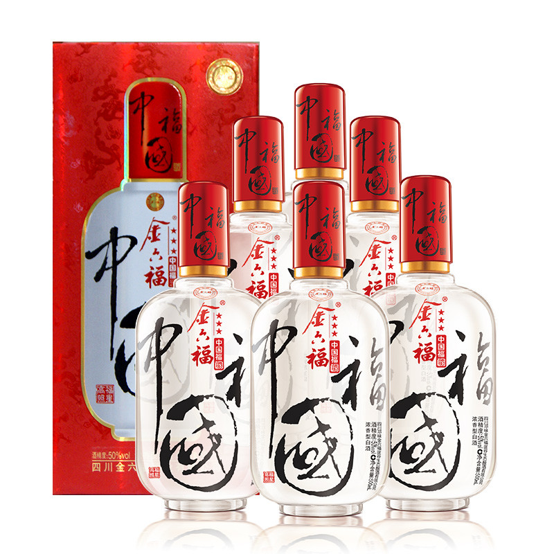 金六福 福三星 50度 500ml*6瓶 箱装 浓香型白酒