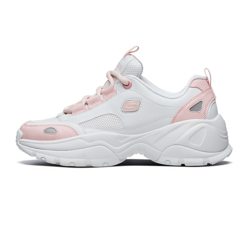 Skechers斯凯奇新款厚底增高老爹鞋复古户外鞋小白鞋女88888333 白色/浅粉色/WLPK 35.5