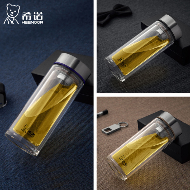 希诺 双层玻璃杯 过滤泡茶防烫便携水杯子 170ml颜色随机 XN-6715 (单 位：个） 颜色随机 白色