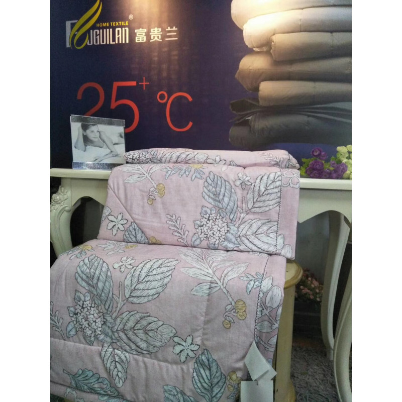 多色#富贵兰家纺冰丝绸夏凉被空调被薄被子春秋被夏天被 树叶（粉） 1.5m床