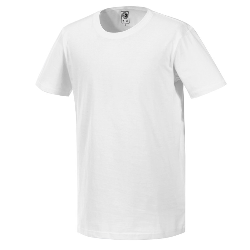 国际米兰俱乐部夏季男子全棉短袖运动T恤纯色男圆领训练宽松打底棉内衣健身上衣 白色 S