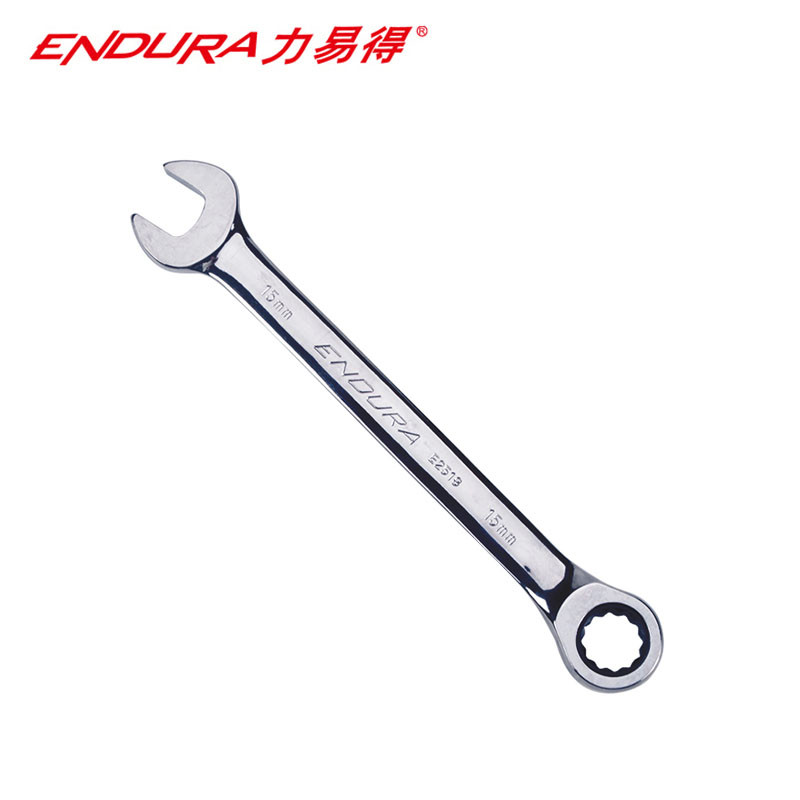 力易得 全抛光棘轮两用扳手 开口梅花快速扳手14mm E2517 1把（货期3-5天）